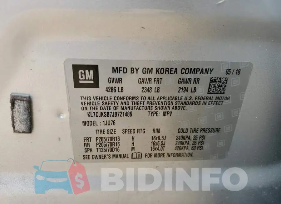 KL7CJKSB7JB721486 Photo# 12