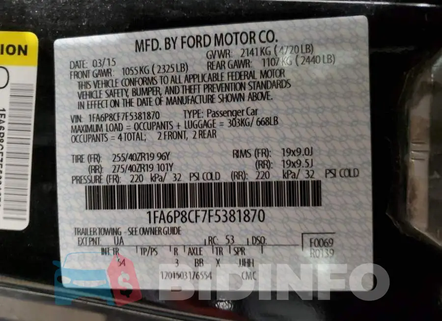 1FA6P8CF7F5381870 Photo# 12