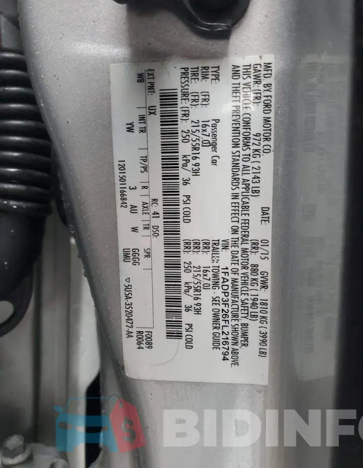 1FADP3F26FL216794 Photo# 12