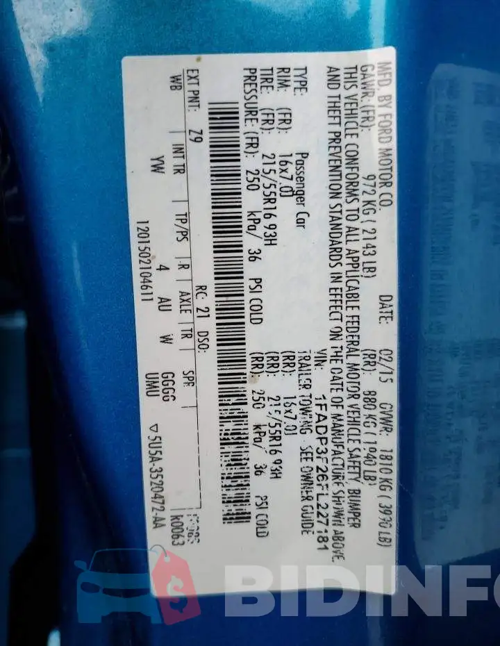 1FADP3F26FL227181 Photo# 12