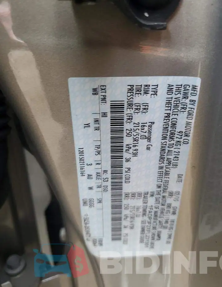 1FADP3F2XFL231301 Photo# 12
