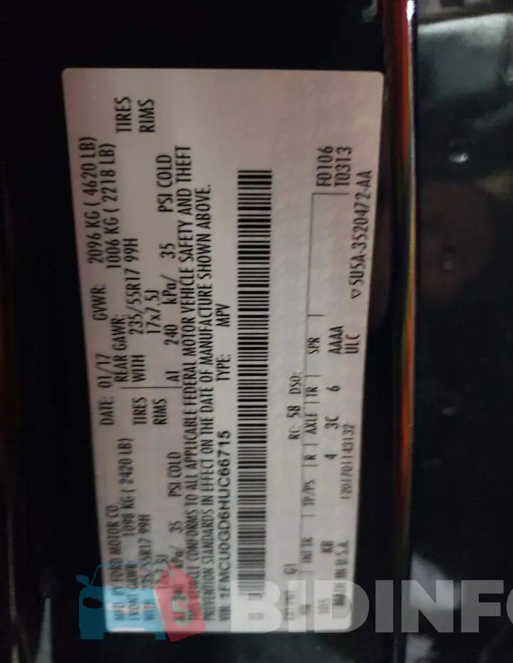 1FMCU0GD6HUC66715 Photo# 12