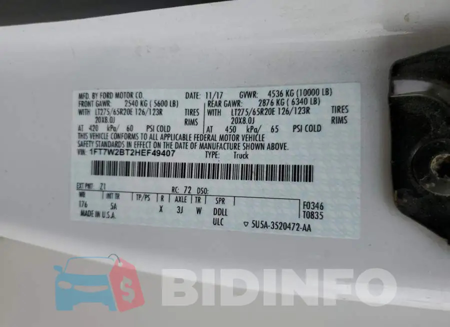 1FT7W2BT2HEF49407 Photo# 12