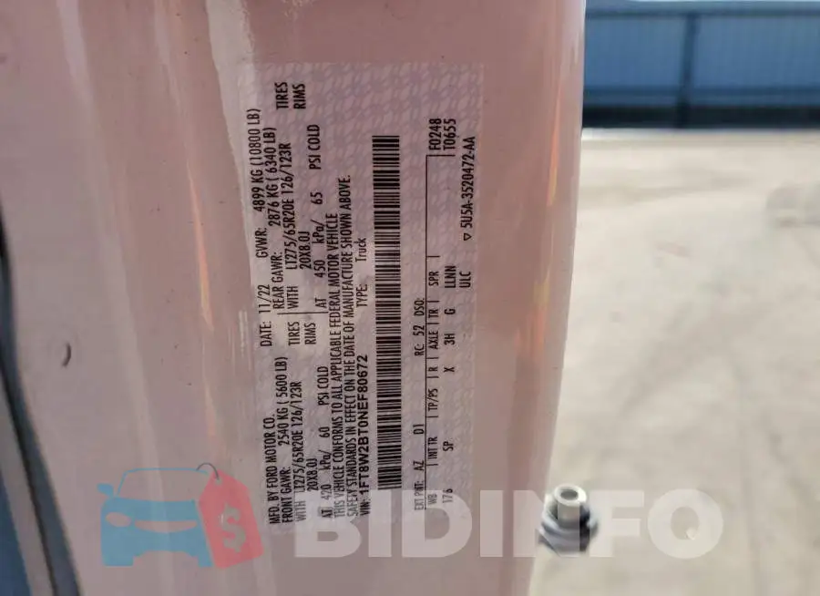 1FT8W2BT0NEF80672 Photo# 13