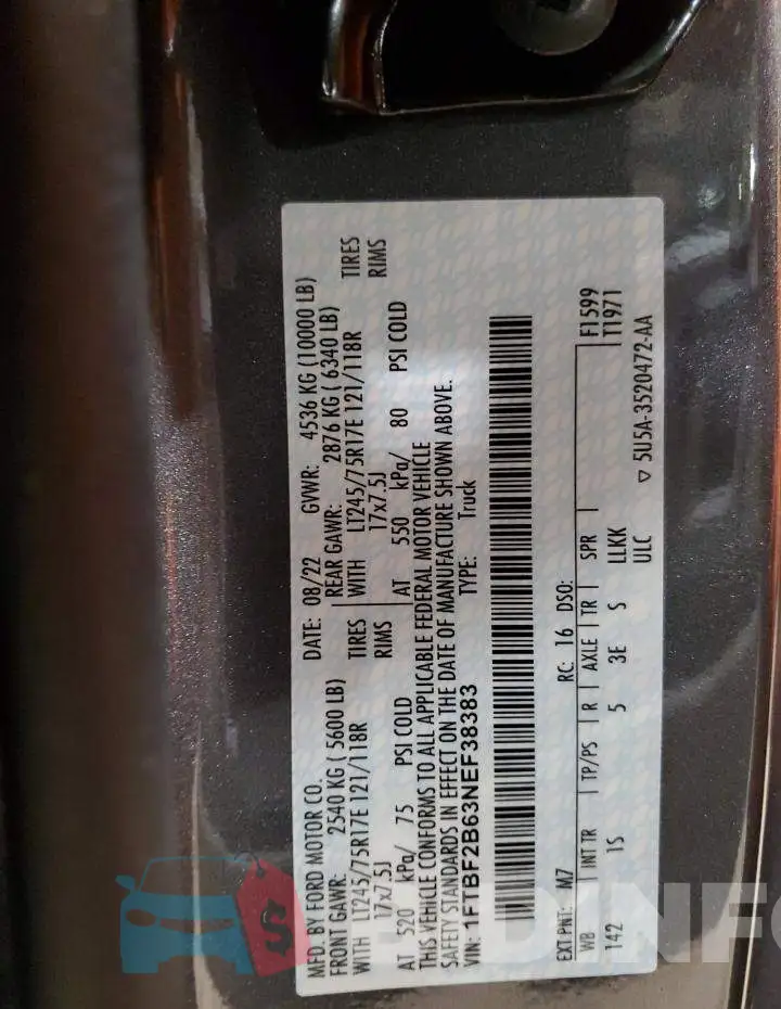1FTBF2B63NEF38383 Photo# 12