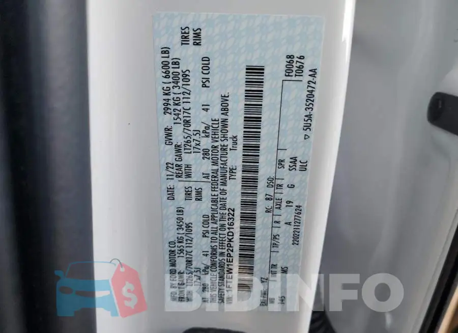 1FTEW1EP2PKD16322 Photo# 13