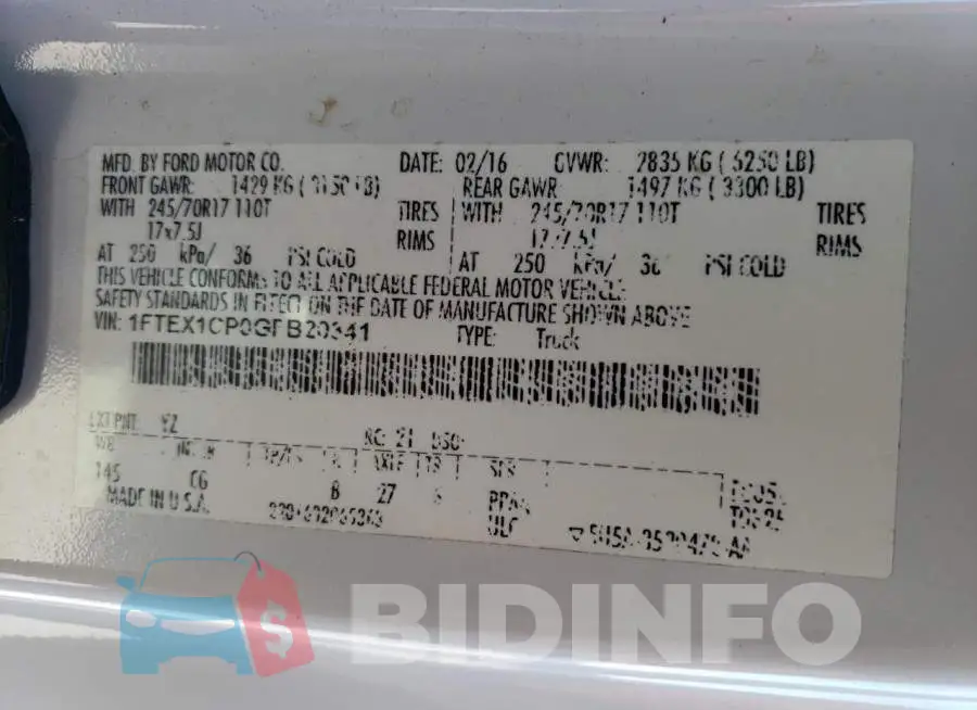 1FTEX1CP0GFB20341 Photo# 12