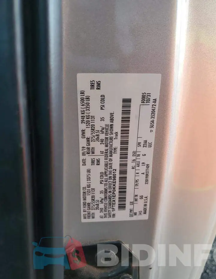 1FTEX1EP0KKE98012 Photo# 12