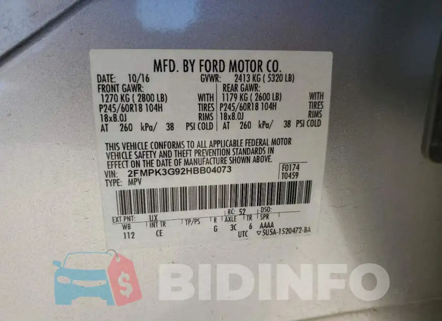 2FMPK3G92HBB04073 Photo# 12