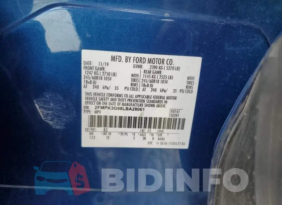 2FMPK3G98LBA28061 Photo# 12