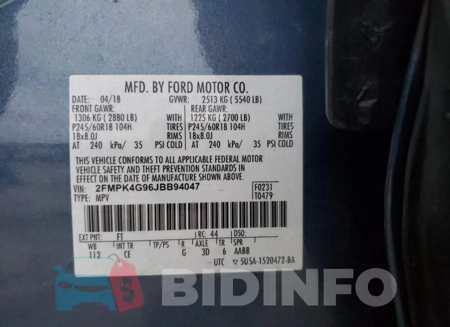 2FMPK4G96JBB94047 Photo# 13