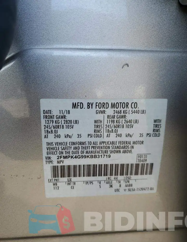 2FMPK4G99KBB31719 Photo# 13