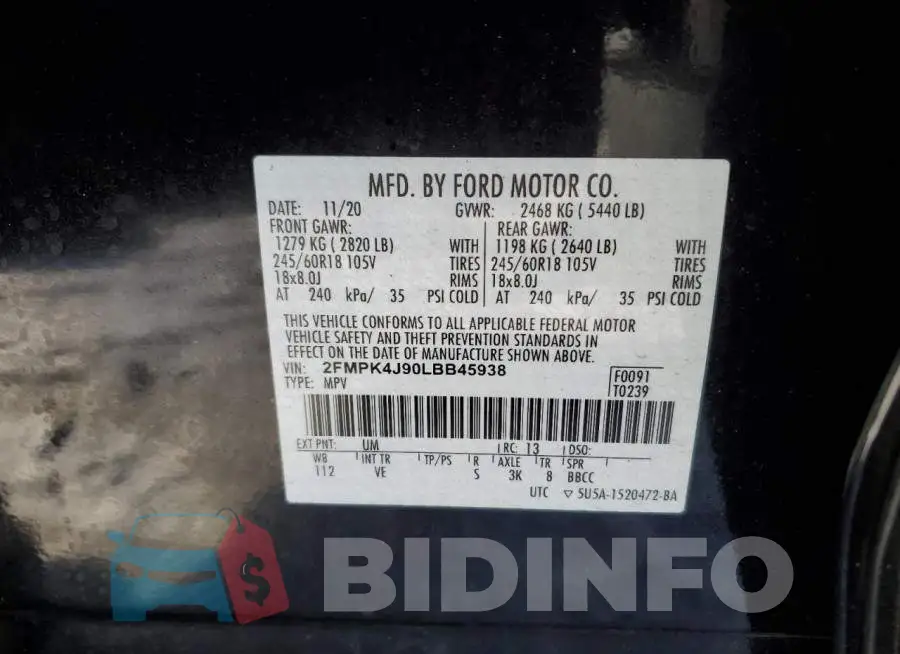 2FMPK4J90LBB45938 Photo# 12