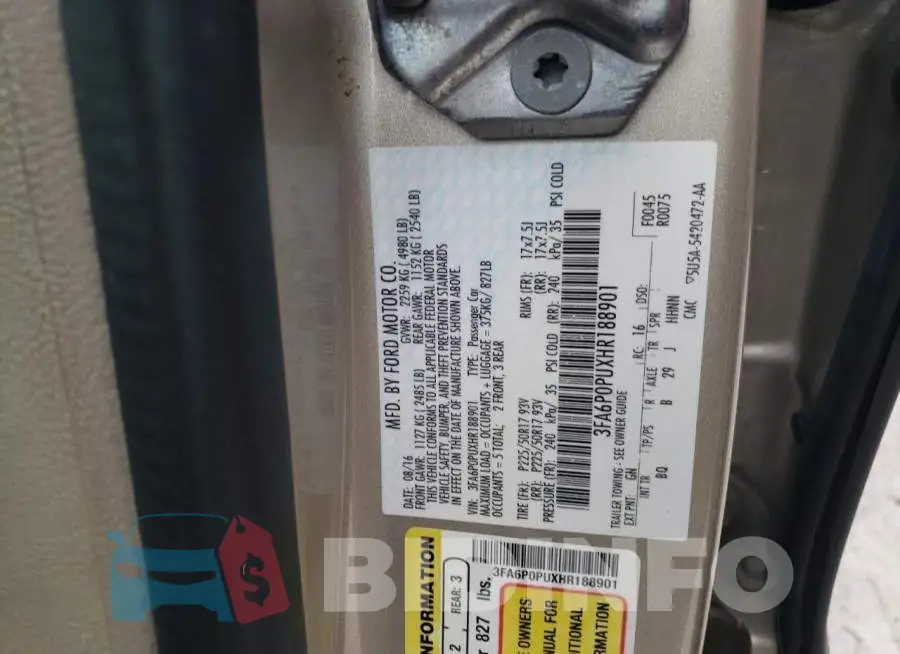 3FA6P0PUXHR188901 Photo# 12