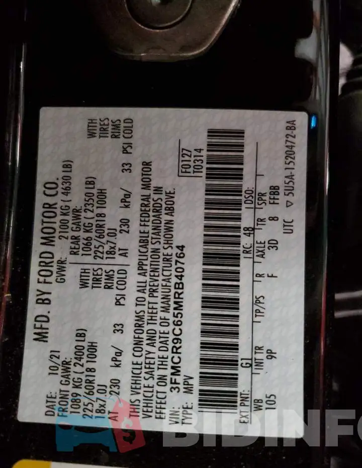 3FMCR9C65MRB40764 Photo# 13