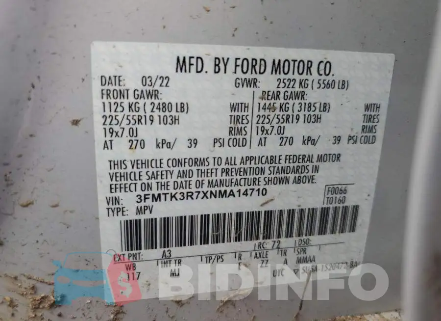 3FMTK3R7XNMA14710 Photo# 12