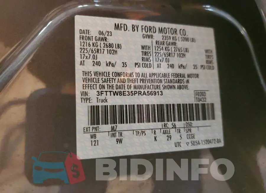 3FTTW8E35PRA56913 Photo# 13