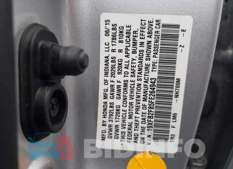 19XFB2F85FE264943 Photo# 12