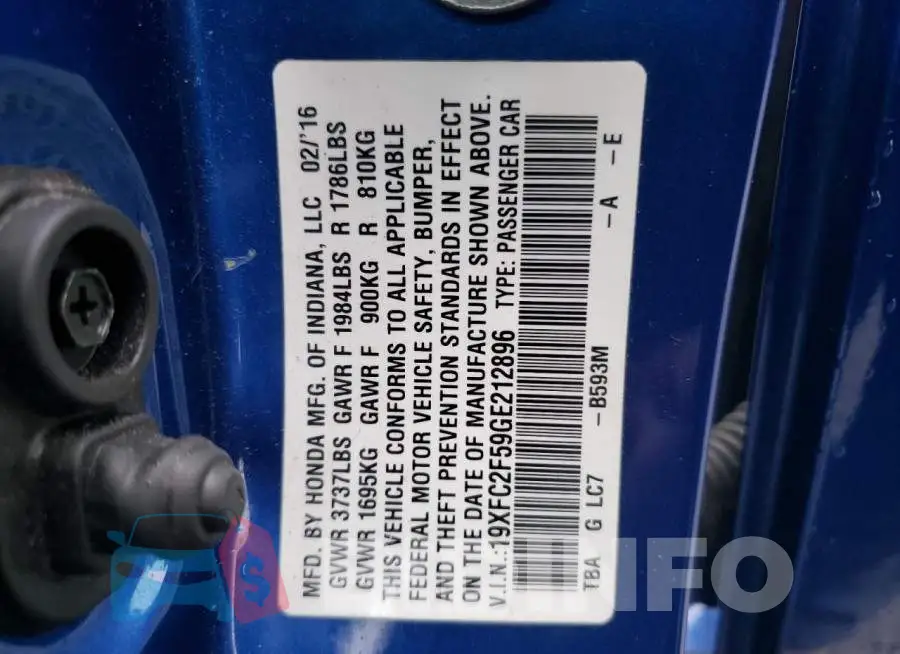 19XFC2F59GE212896 Photo# 12