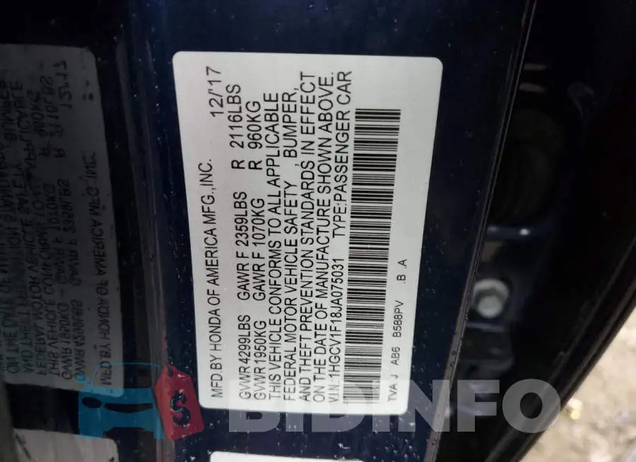 1HGCV1F18JA075031 Photo# 12