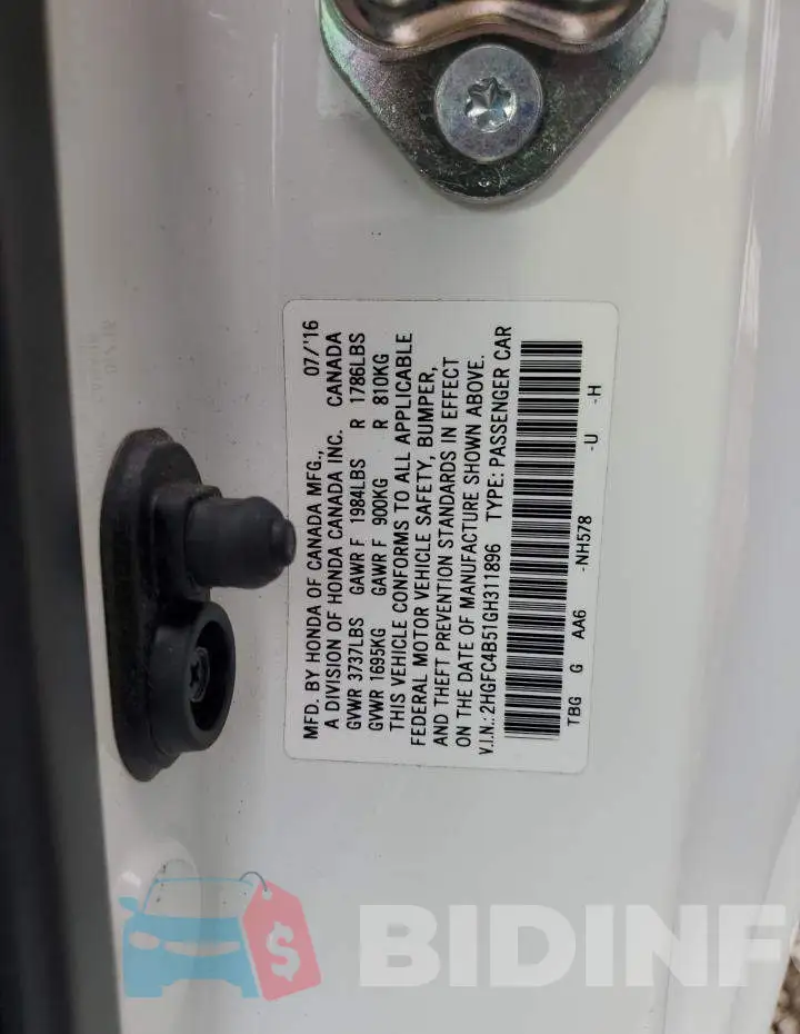 2HGFC4B51GH311896 Photo# 12