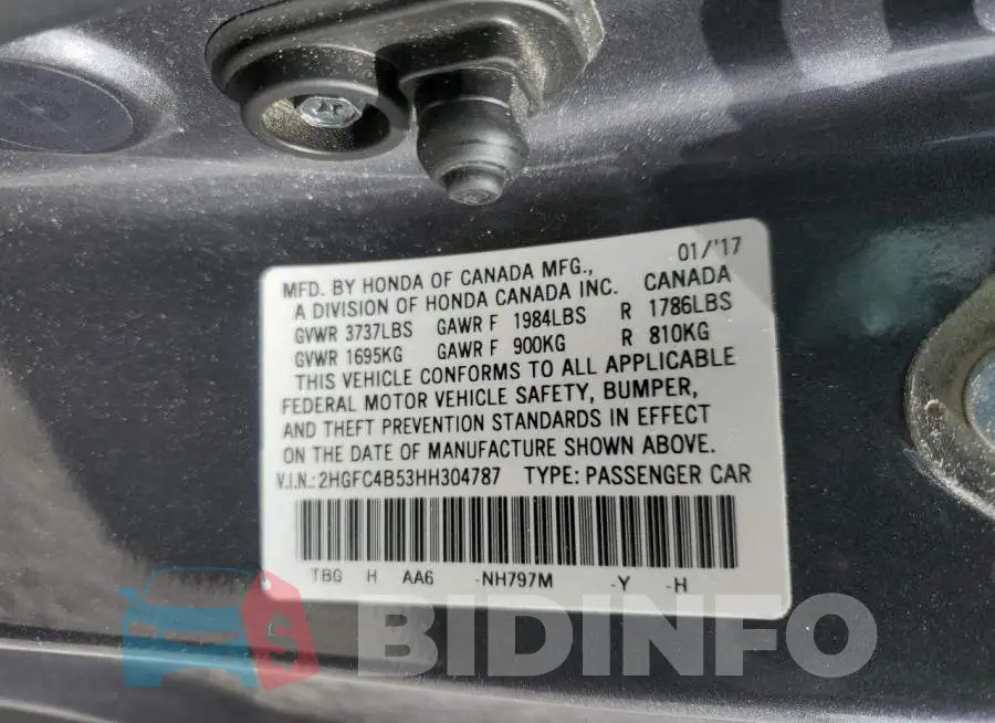 2HGFC4B53HH304787 Photo# 12