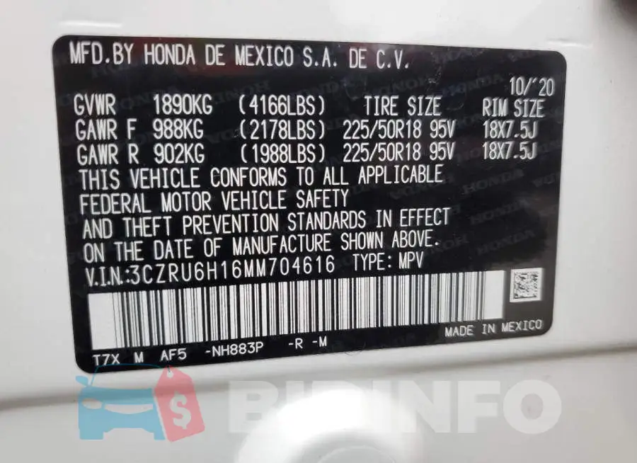 3CZRU6H16MM704616 Photo# 13
