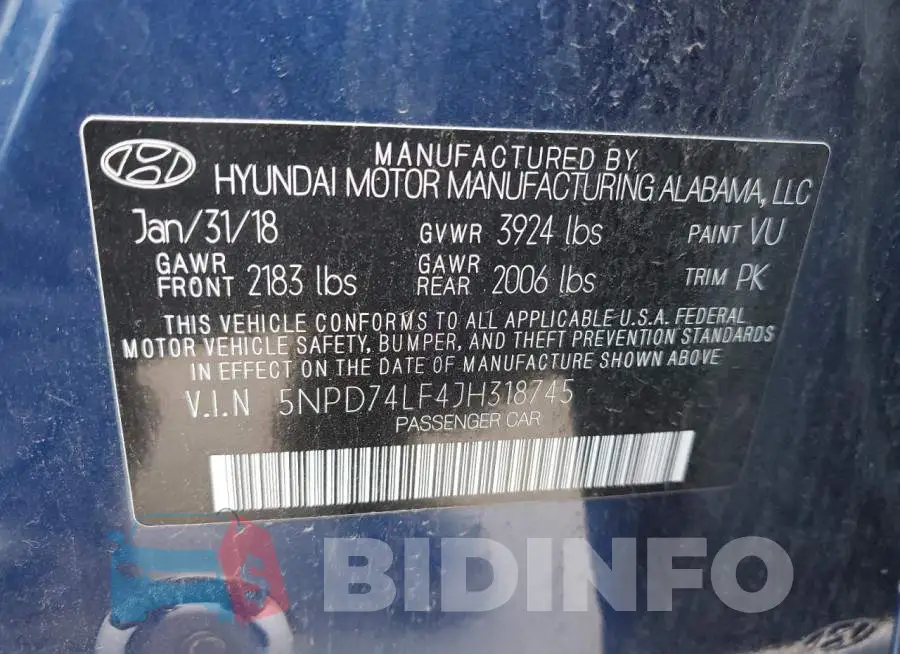 5NPD74LF4JH318745 Photo# 12