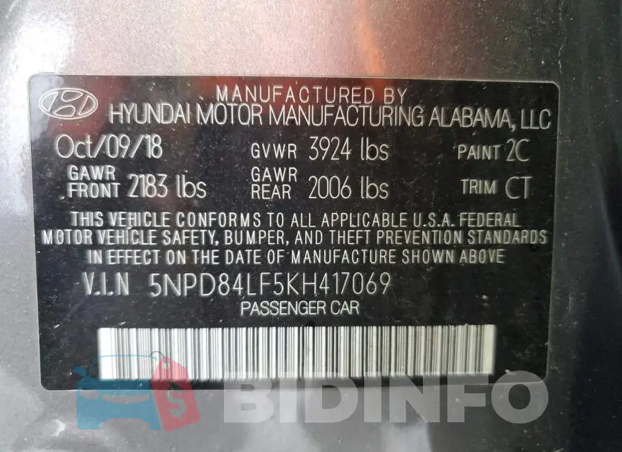 5NPD84LF5KH417069 Photo# 13