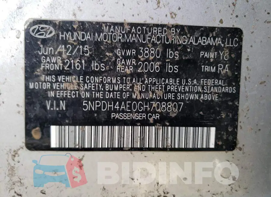 5NPDH4AE0GH708807 Photo# 12