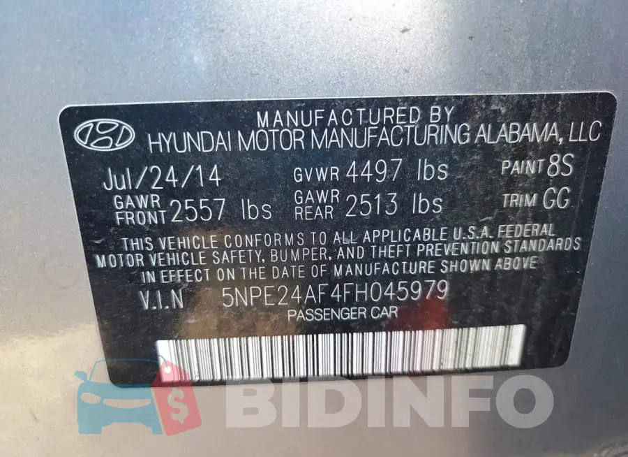 5NPE24AF4FH045979 Photo# 13