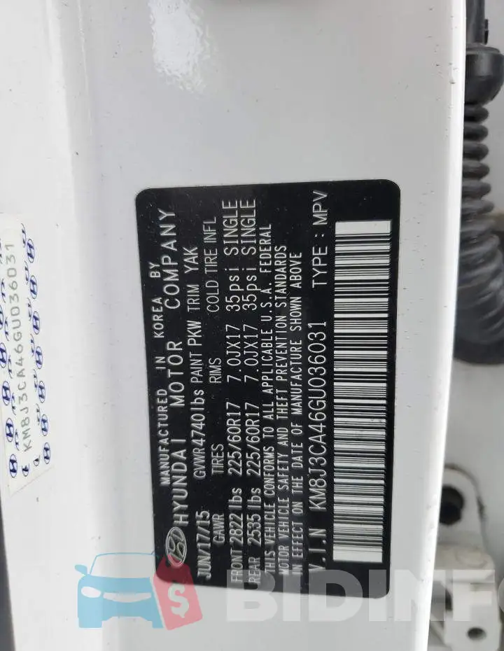 KM8J3CA46GU036031 Photo# 12