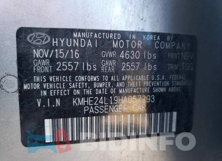 KMHE24L19HA057293 Photo# 12