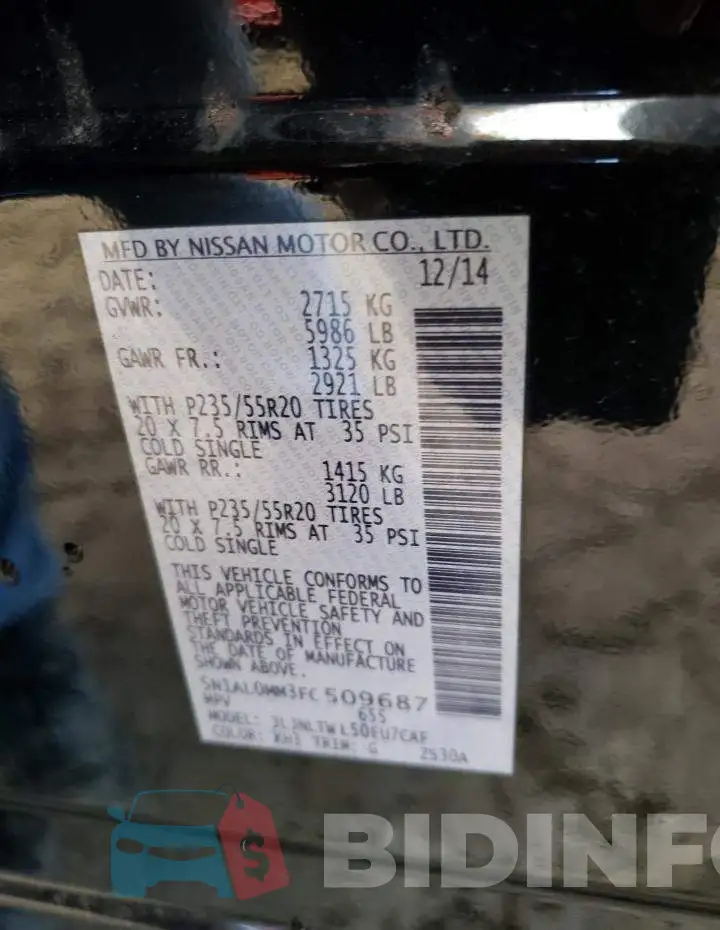 5N1AL0MM3FC509687 Photo# 14