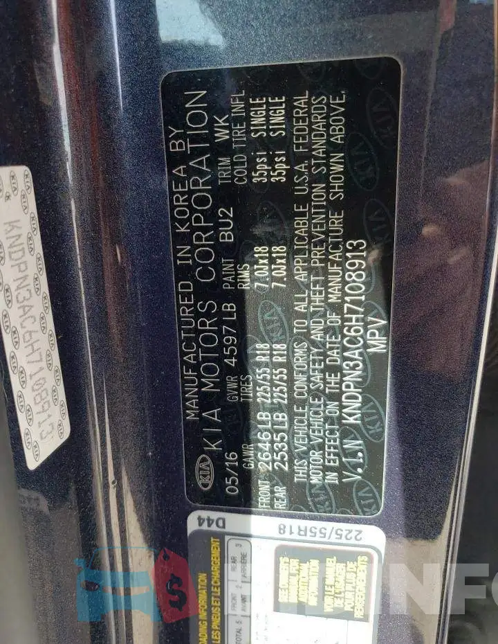 KNDPN3AC6H7108913 Photo# 13