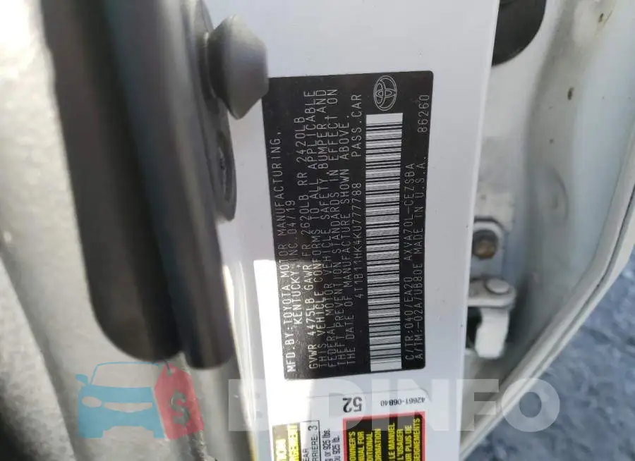4T1B11HK4KU777788 Photo# 12