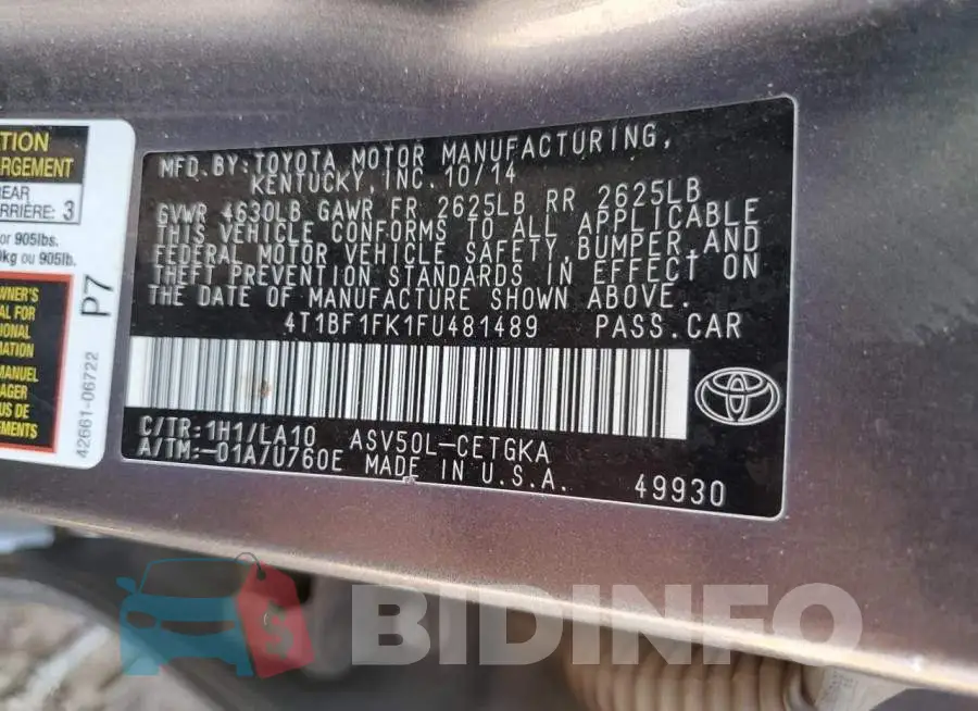 4T1BF1FK1FU481489 Photo# 12