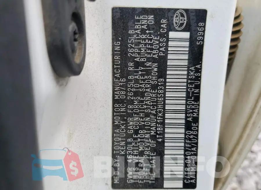 4T1BF1FK3HU658319 Photo# 13