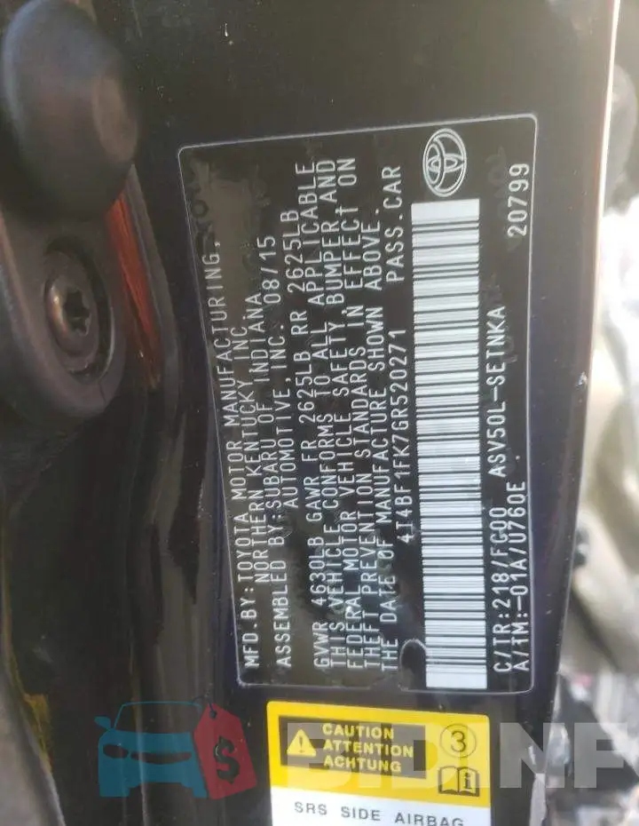 4T4BF1FK7GR520271 Photo# 12