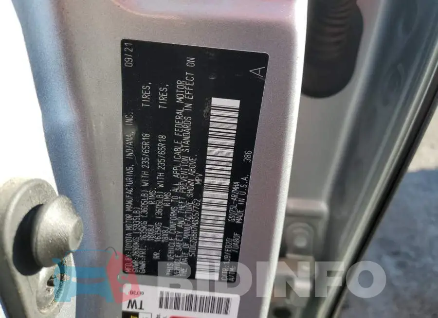 5TDGZRBH7MS557762 Photo# 13