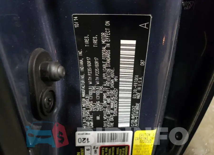 5TDYK3DC5FS540257 Photo# 13
