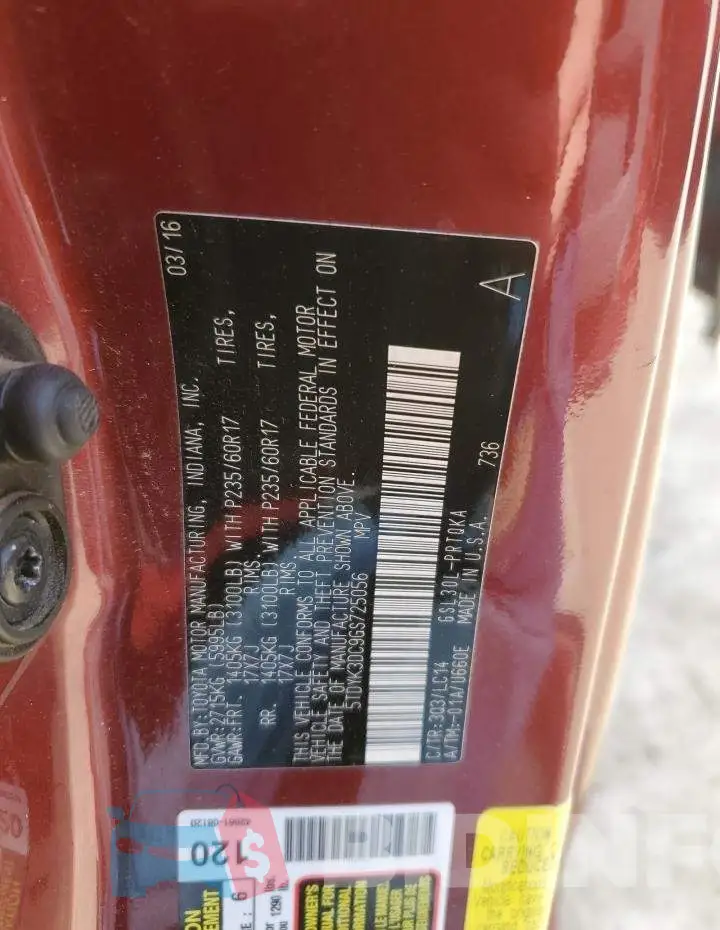 5TDYK3DC9GS725056 Photo# 14
