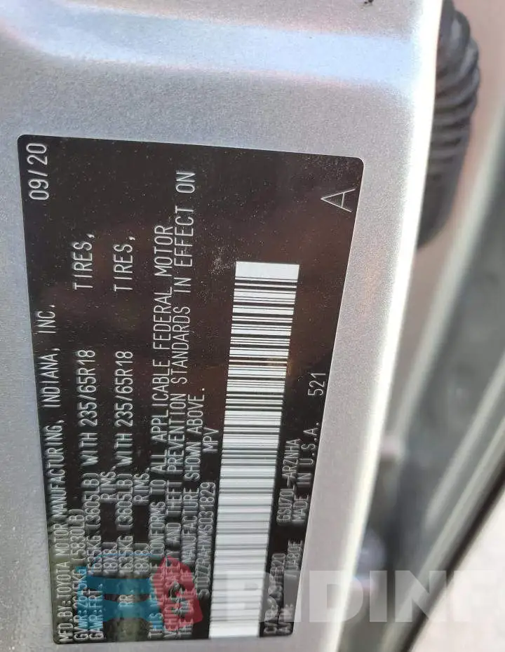 5TDZZRAHXMS031829 Photo# 12