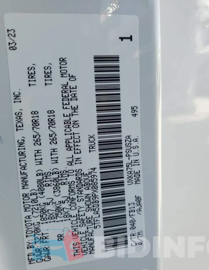 5TFLA5DB9PX085974 Photo# 13