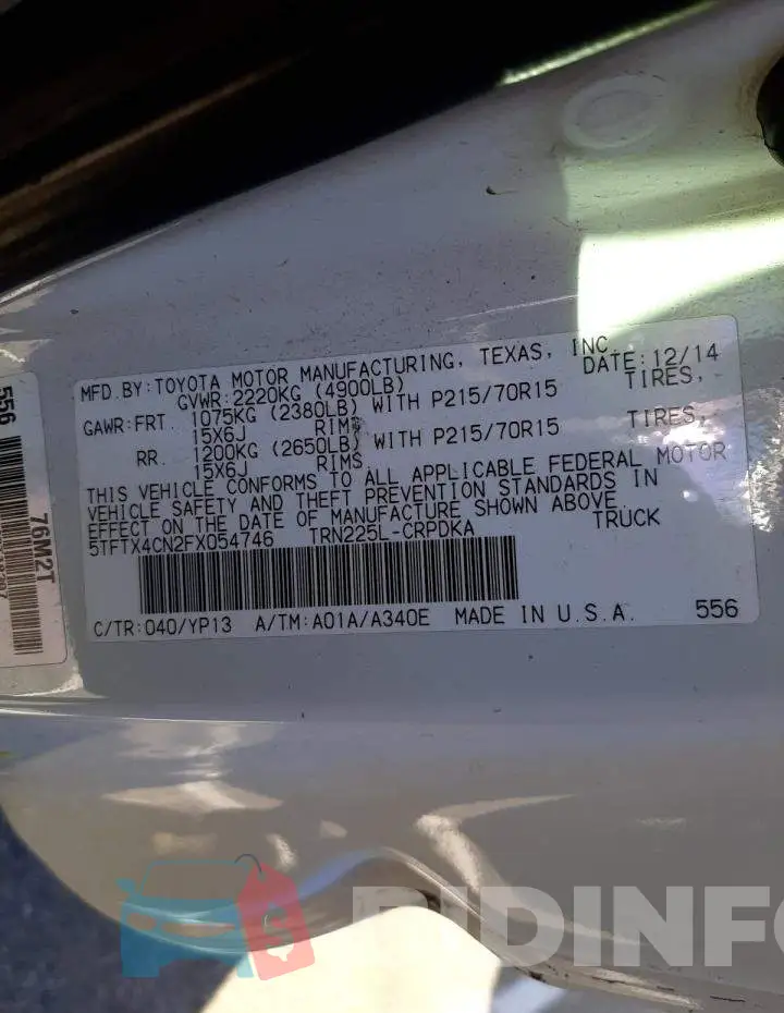 5TFTX4CN2FX054746 Photo# 12