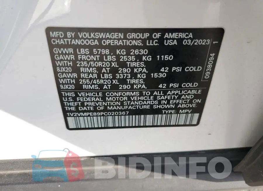 1V2VMPE89PC020367 Photo# 13