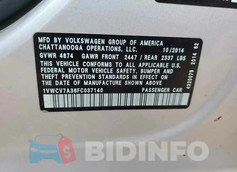 1VWCV7A36FC037140 Photo# 12