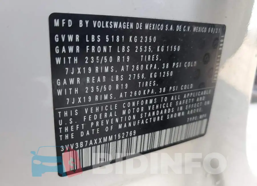 3VV3B7AXXMM152769 Photo# 12