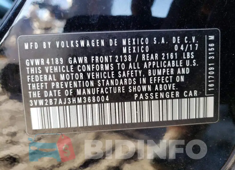 3VW2B7AJ3HM368004 Photo# 13