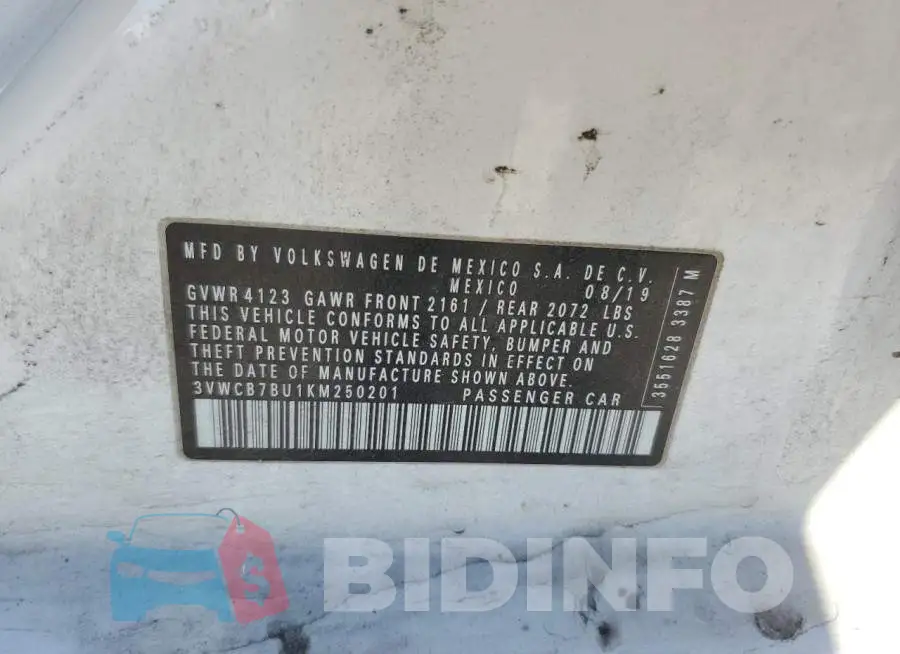 3VWCB7BU1KM250201 Photo# 12